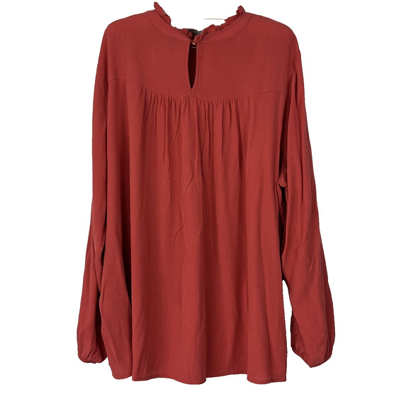 Torrid Long Sleeve Blouse Women's Size 3 Red Embroidered Ruffle Collar - Picture 2 of 7
